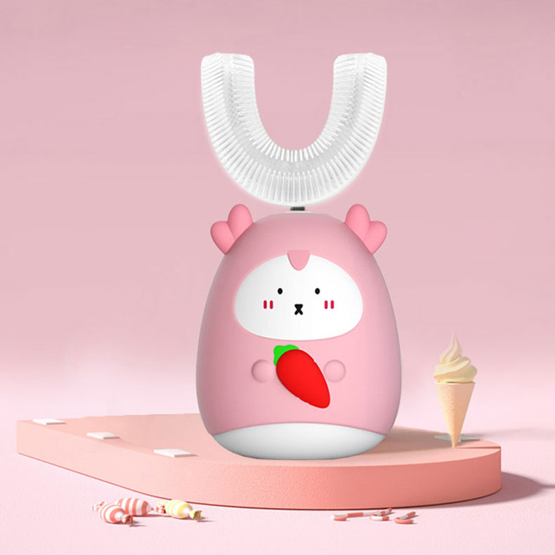 New Waterproof Soft U Shaped Sonic Electric Toothbrush Automatic For Baby Kids Children With Case