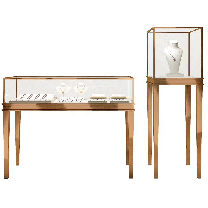 Wholesale Price Quality Glass Metal Frame Drawer Streamline Display Retail Store Used Jewelry Showcase