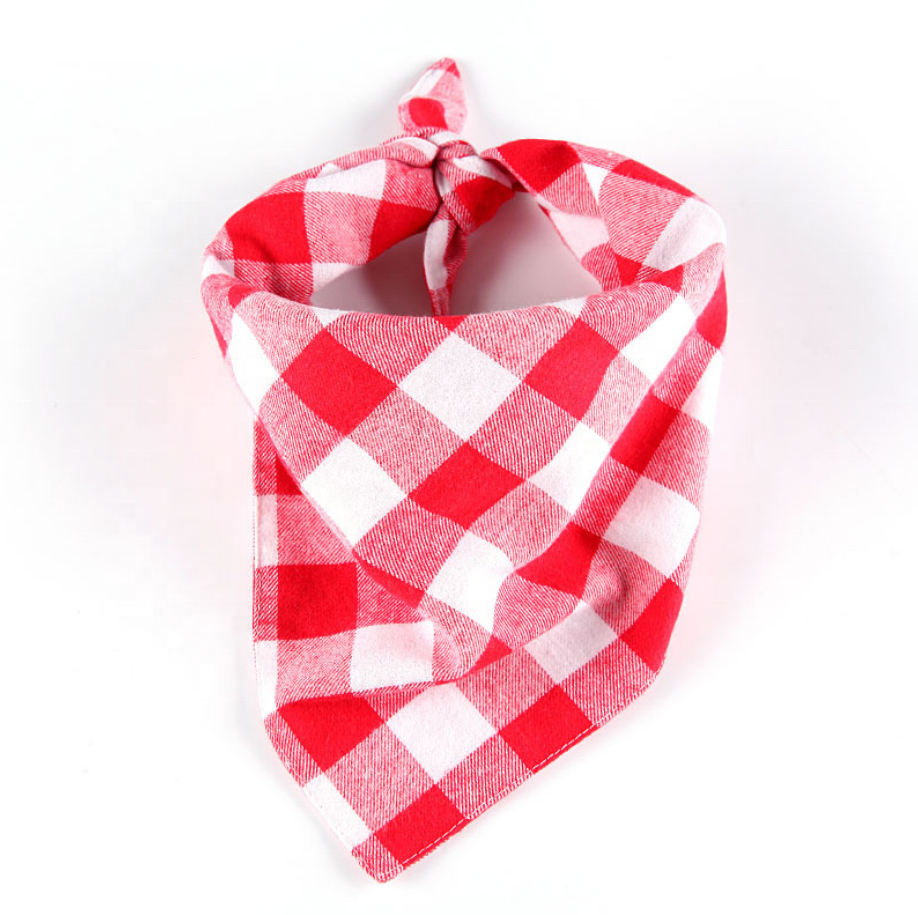 Kingtale Top Quality Beautiful Handkerchiefs Scarfs Triangle Bibs Accessories Cotton Plaid Dog Bandana