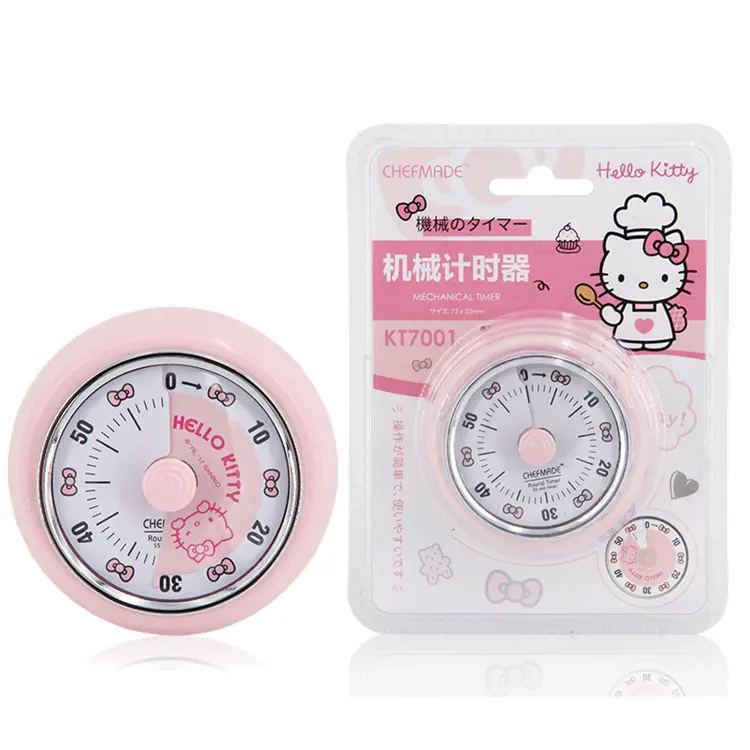 CHEFMADE Cooking Baking Pink Mechanical Kitchen Timer With Magnetic