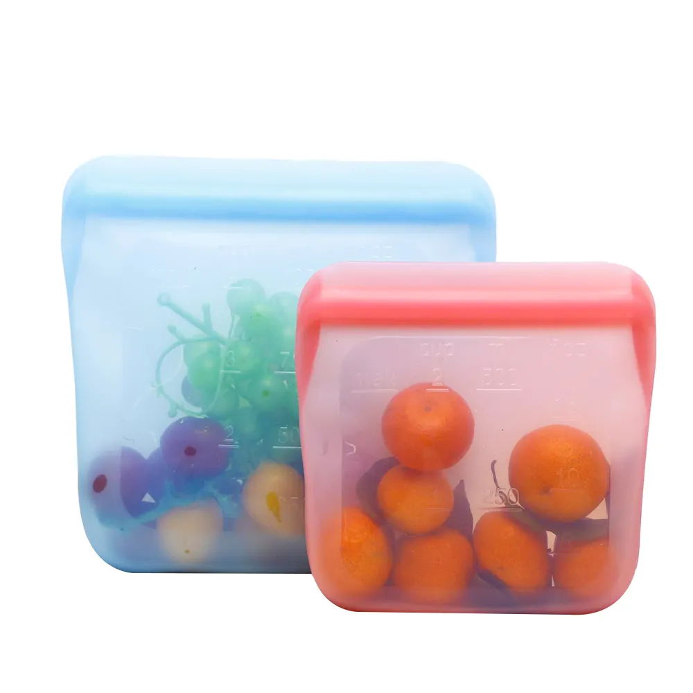 Hot Sell OEM Customized Logo Silicone Storage Bag reusable silicone food bags for storage stretch