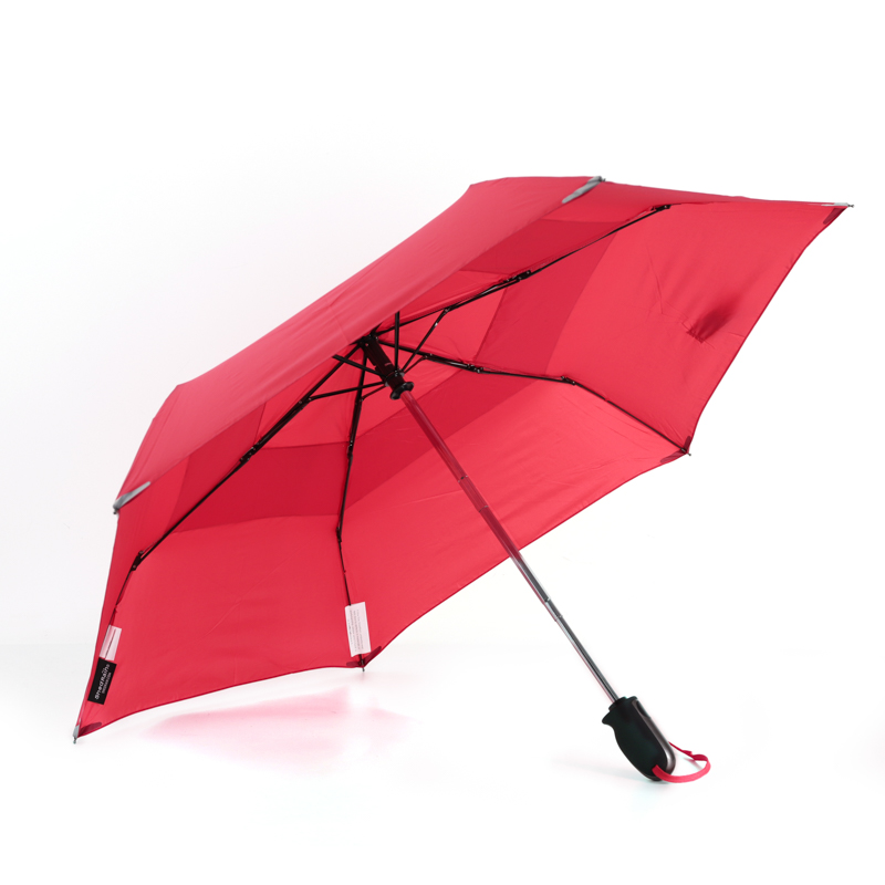 3 folding travel umbrella auto opening double canopy windproof fabric umbrella