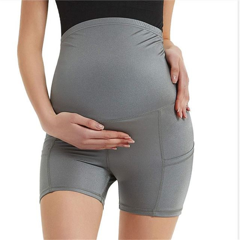 Wholesale Maternity Short Pant Summer Casual Pregnant Joggers Solid Short Mother-to-be Breathable Trouser with Pockets 21-0301-1