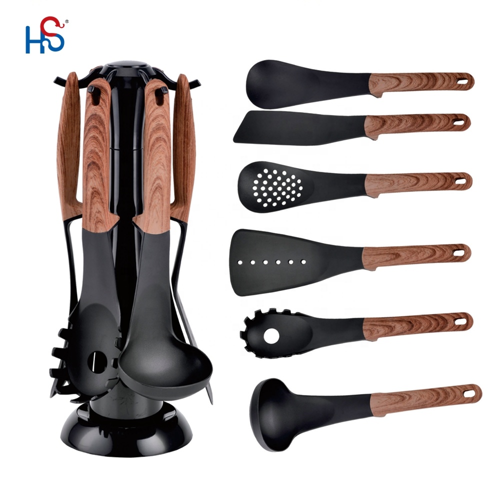 New Design Ready Goods Wood Handle Nylon Kitchenware Cooking Tool Set