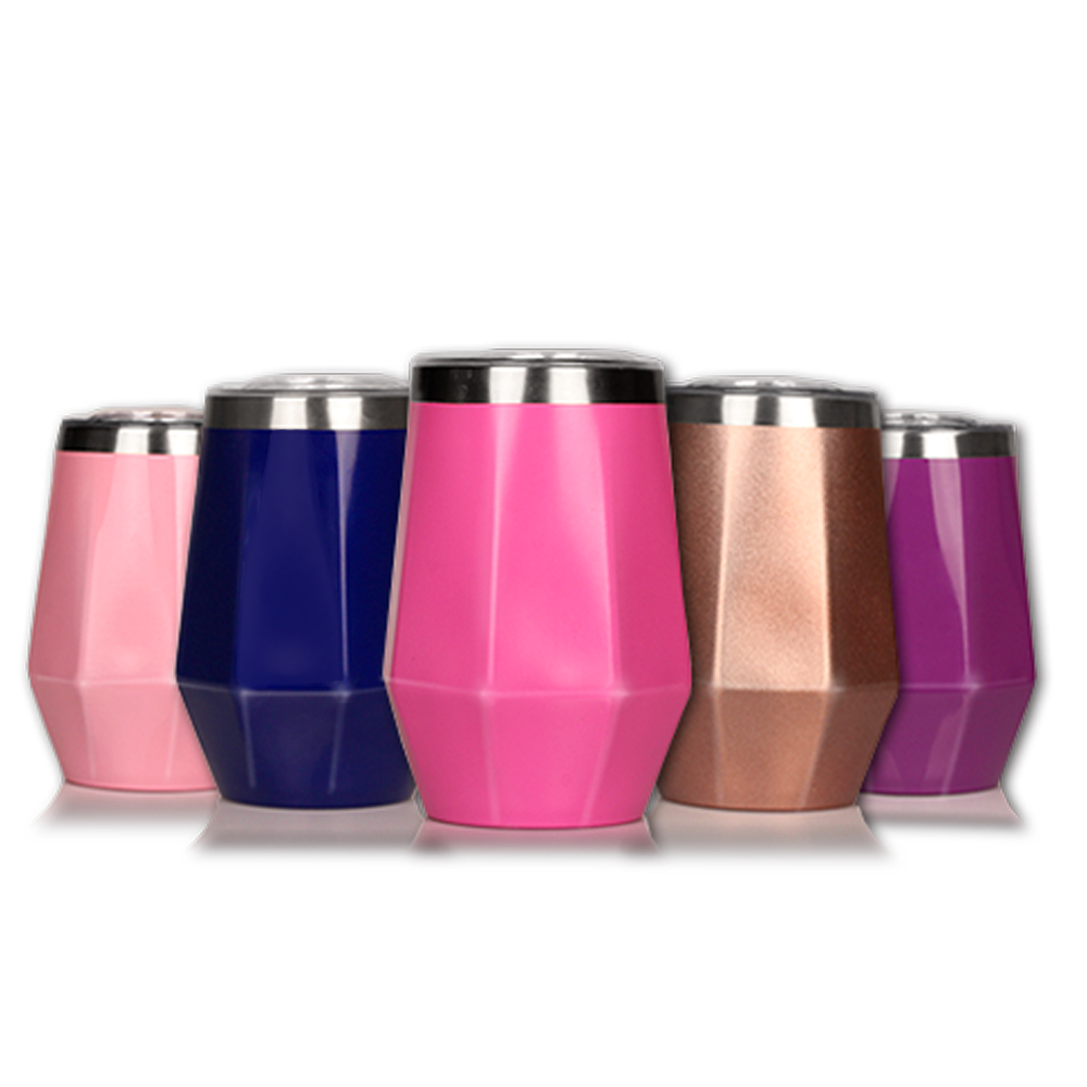 Pink 12oz Wine Stainless Steel Tumbler Cups In Bulk Double Wall Creative Tumbler