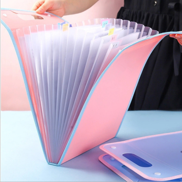 Office School Stationery A4 Size Plastic Expanding File Folder Paper Document File Bag Pocket Organizer Filing Product