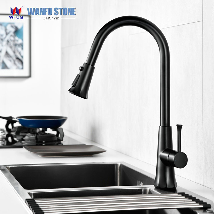 Golden color faucet, pull out spray kitchen faucet, Stainless steel kitchen faucets,