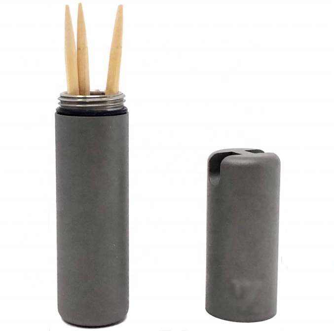 portable Titanium toothpick holder for outdoor camping