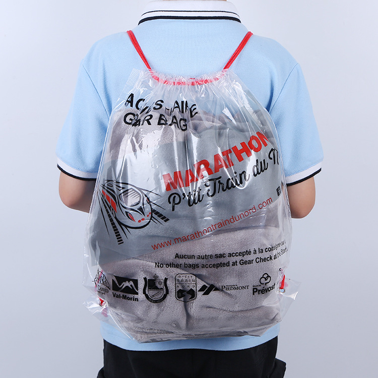 customizable clear drawstring bag gift waterproof cosmetics drawstring clear bag large plastic transparent drawstring bag logo