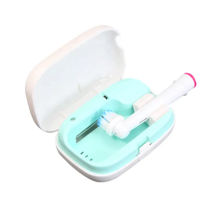 Plastic Toothbrush Sterilizer Mint Color Led Light Sterilizer Case For Travel
