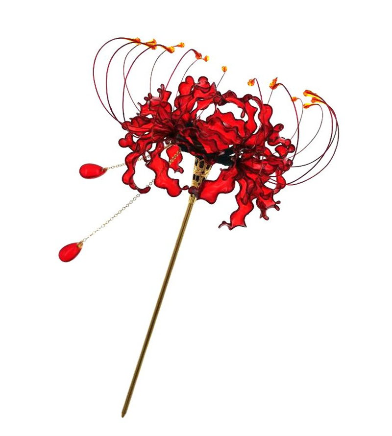 Заколка для волос ручной работы Lycoris Radiata цветок Kanzashi заколка для волос кимоно аксессуары для волос декоративное украшение для косплея женские украшения для девочек