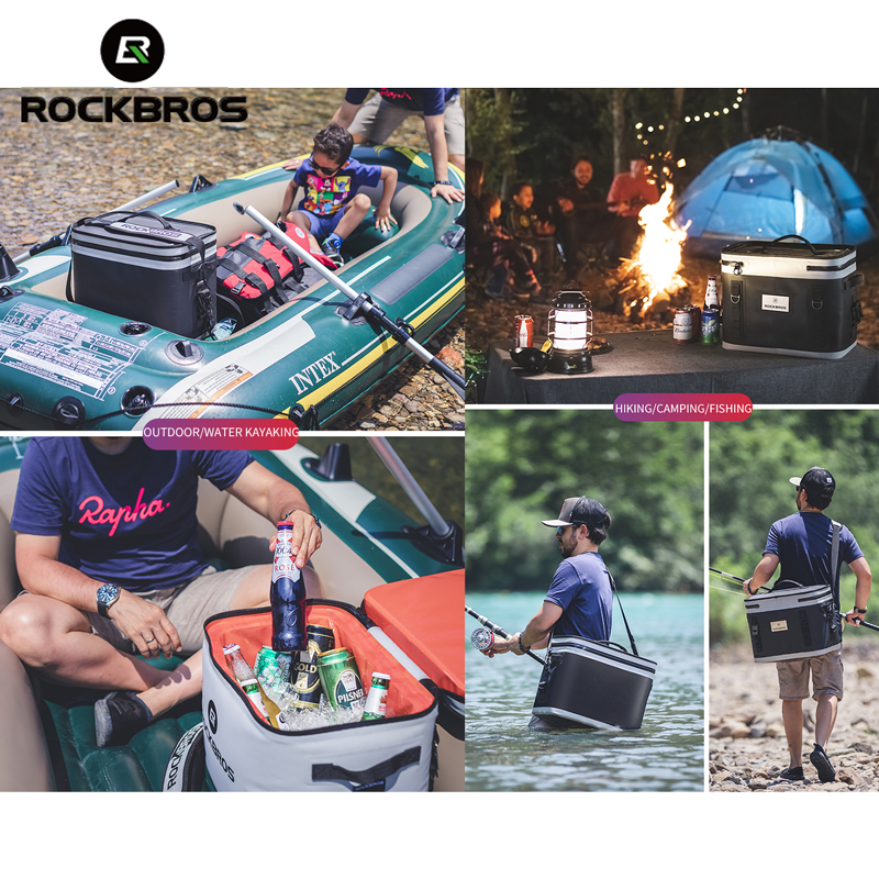 ROCKBROS Soft Cooler Can Insulated Leak Proof Soft Pack Coolers Waterproof Soft Sided Cooler Bag for Camping Fishing Road Beach