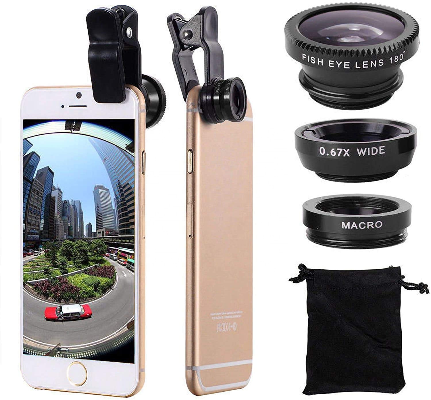 Объектив мобильной камеры для iphone X XR Xs max для samsung fisheye 3 в 1 Универсальный зажим объектив камеры сотового телефона