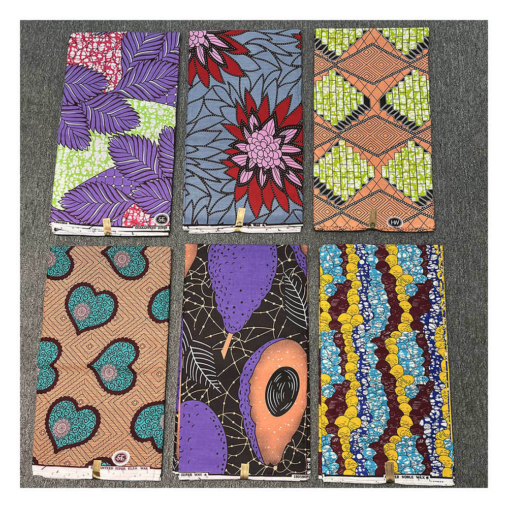 Hot Sell African Fabric Veritable 100% Cotton Wax Ankara Design African Wax Print Fabric 6yard For Clothing