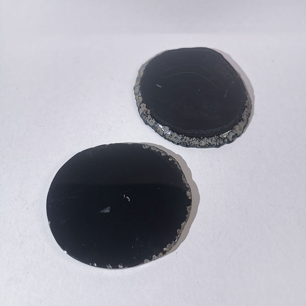 Amazon Hot selling Bar drinking tools natural black agate crafts crystal cup mat with gold edge