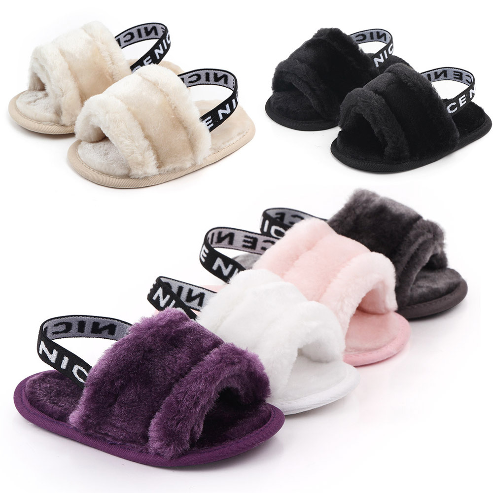 Kid Thermal cotton slippers Cute Fluffy Slippers girls Winter Indoor Shoes kids Home Fur Slides