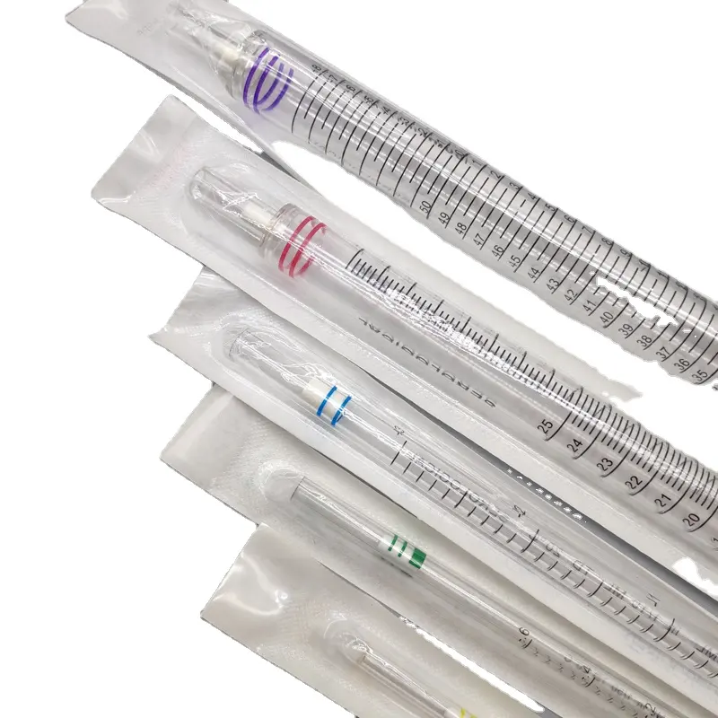 Lab Medical measuring sterile serological pipette 1ml 2ml 5ml 10ml 25ml 50ml pipettes