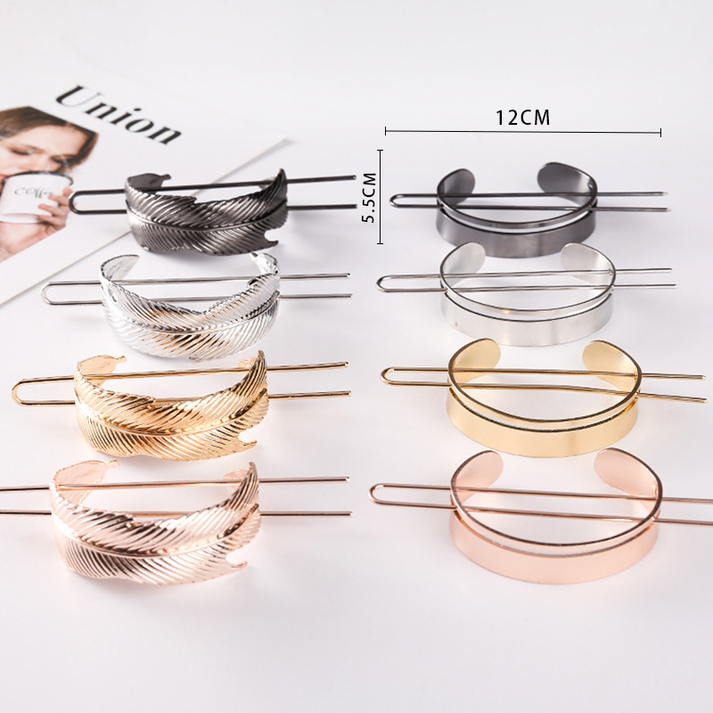 Women Top Hairpin Alloy Feather Shaped Girls Bun Holder Women Hair Stick Golden Hair Jewelry Hair Fork