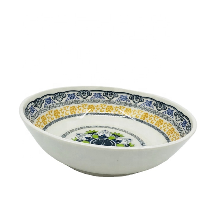 Retro exquisite tableware Round plastic melamine soup bowl