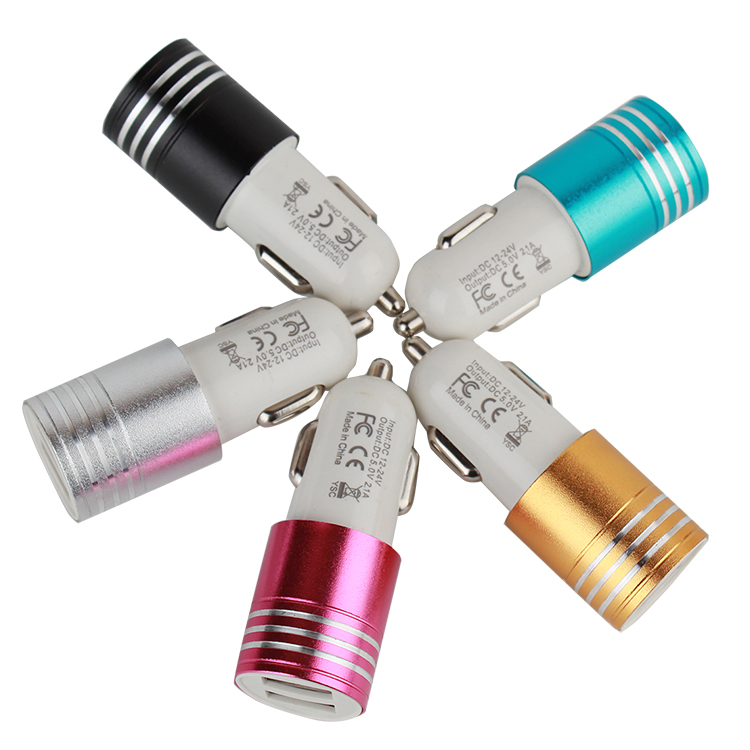 Быстрая зарядка 5V 2.1A USB Автомобильное зарядное устройство Универсальный смартфон вход 12V 24V Два порта
