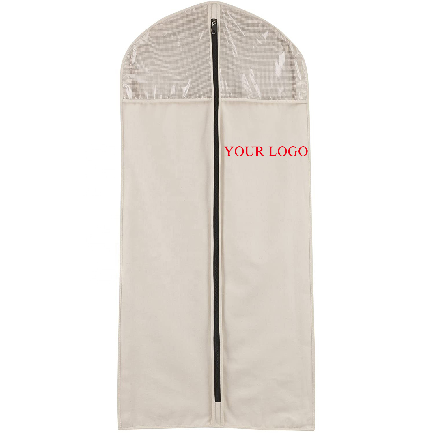 Custom Clear Garment Bag PVC Wholesale Dress and Suit Protector Natural Cotton Canvas