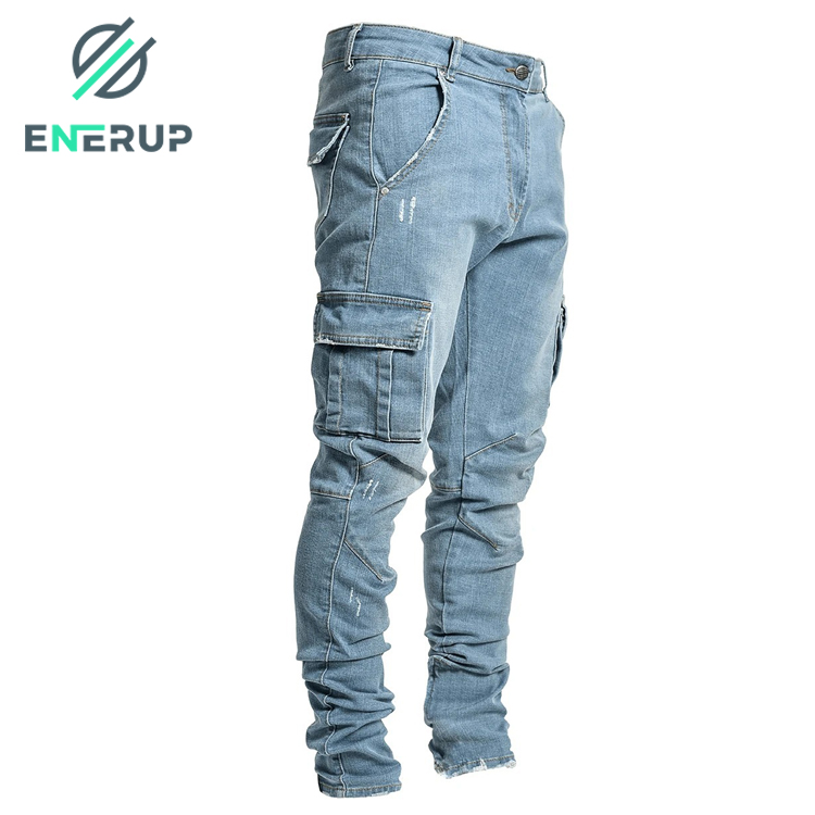 Enerup OEM/ODM Модные мужские женские повседневные брюки-карандаш с несколькими карманами из хлопка прямые мужские брюки джинсы
