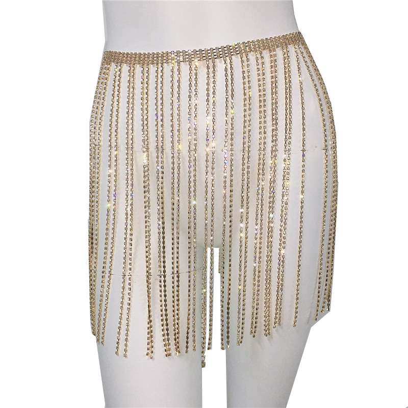 New Luxury Bling Rhinestone Belts Long Tassel Crystal Chain Wedding Bridal Waist Band For Women Fringe Belt Waistband Accessory