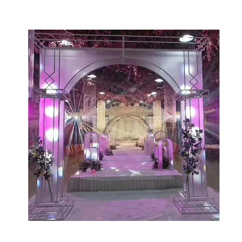 2021 Hot Sell Wedding Gold Metal Arch Background Set Up With Stage For Wedding Party Events Decoration
