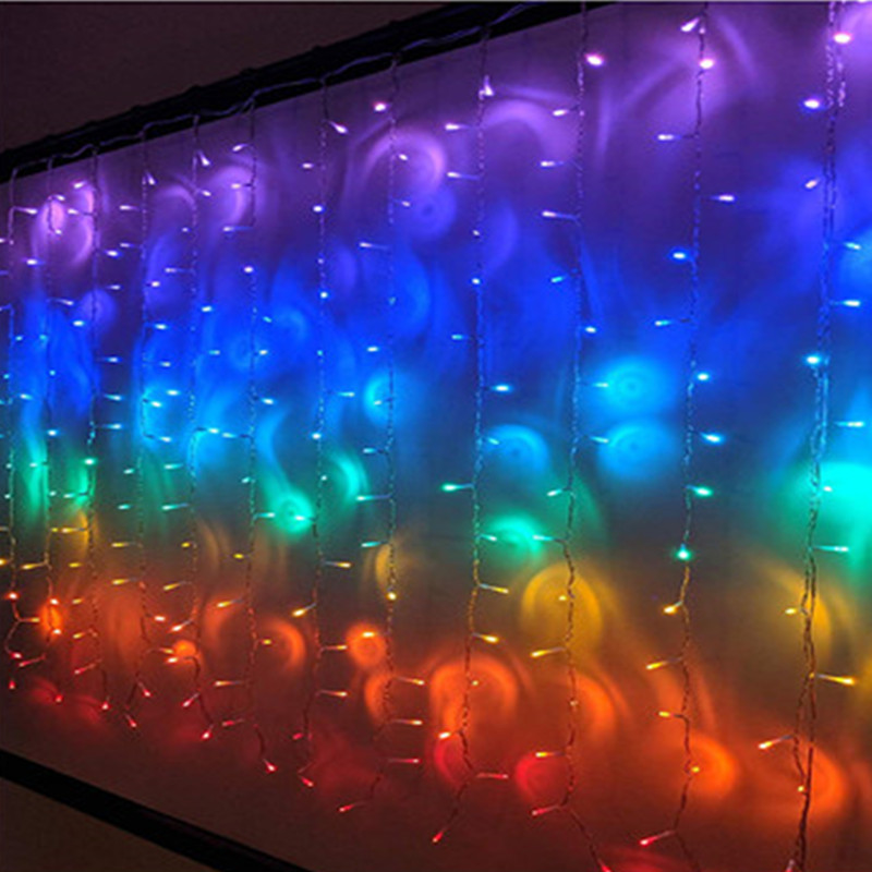 Led 1,5*2 м 210 светодиоды Радуга 8 функция дистанционное управление для наружного шторы строка ночник