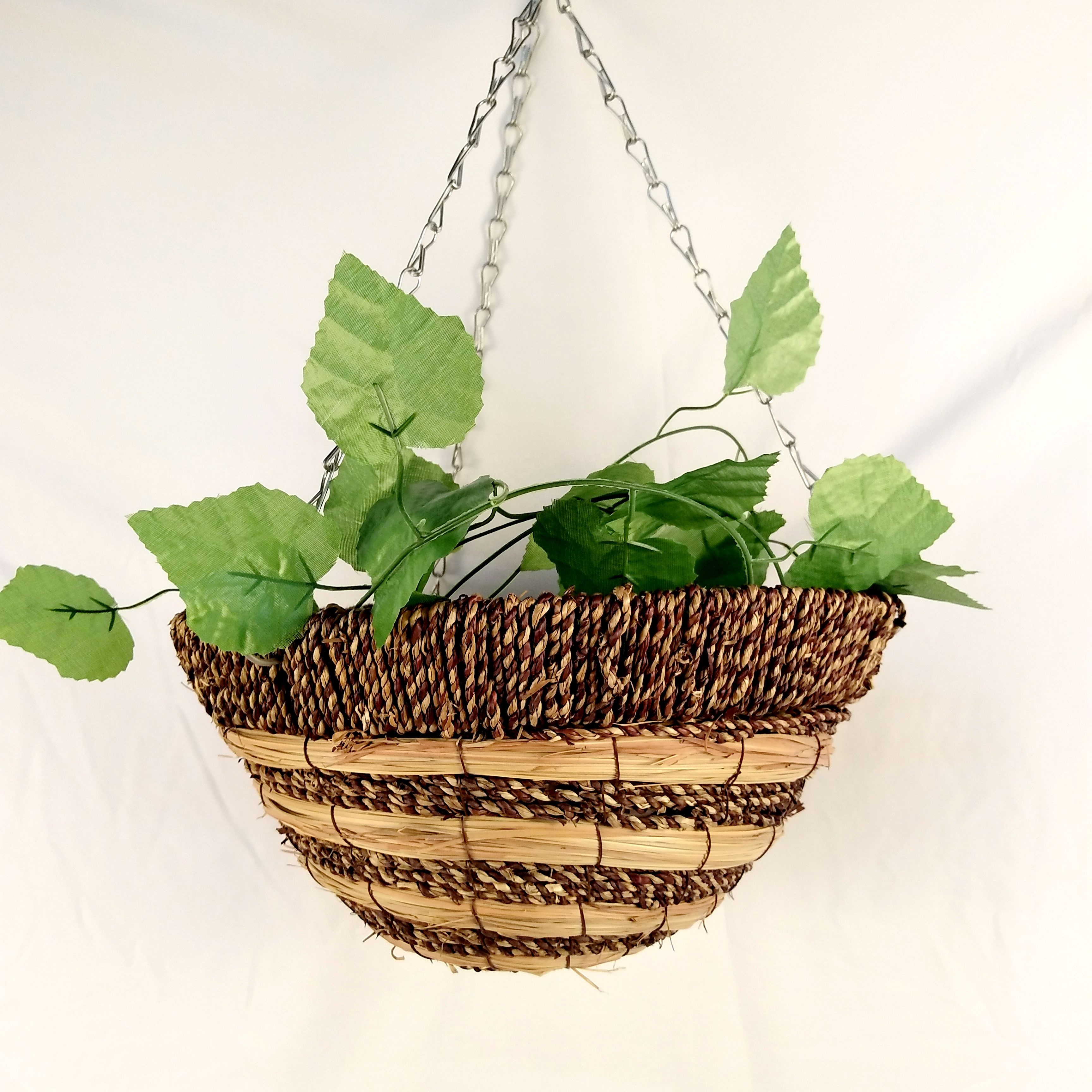 Hot Sale Wholesale Handmade Woven Seagrass Hanging Basket Flower Pot for Garden Planter