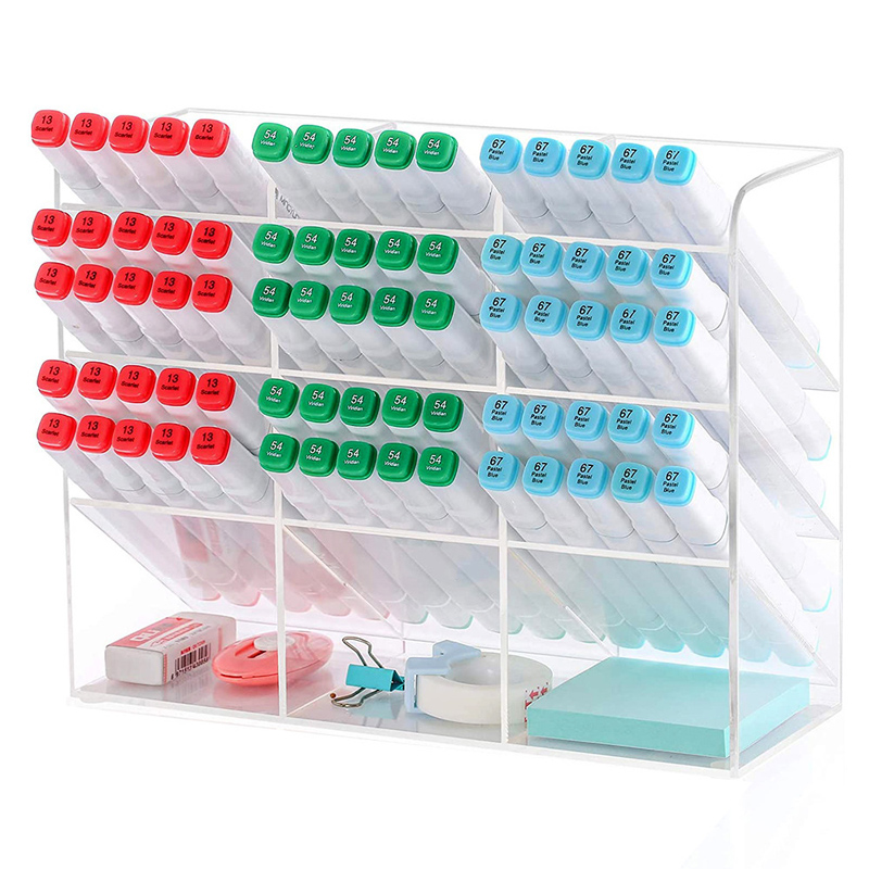 New Clear Acrylic Stationery Holder Pen Pencil Rack Desktop Office Organizer Stationery Display Rack Wholesale