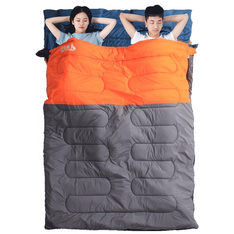 Couple Double Lightweight Portable Waterproof Sleeping Bag bolsa de dormir with 2 Pillows for Camping Hiking Travel