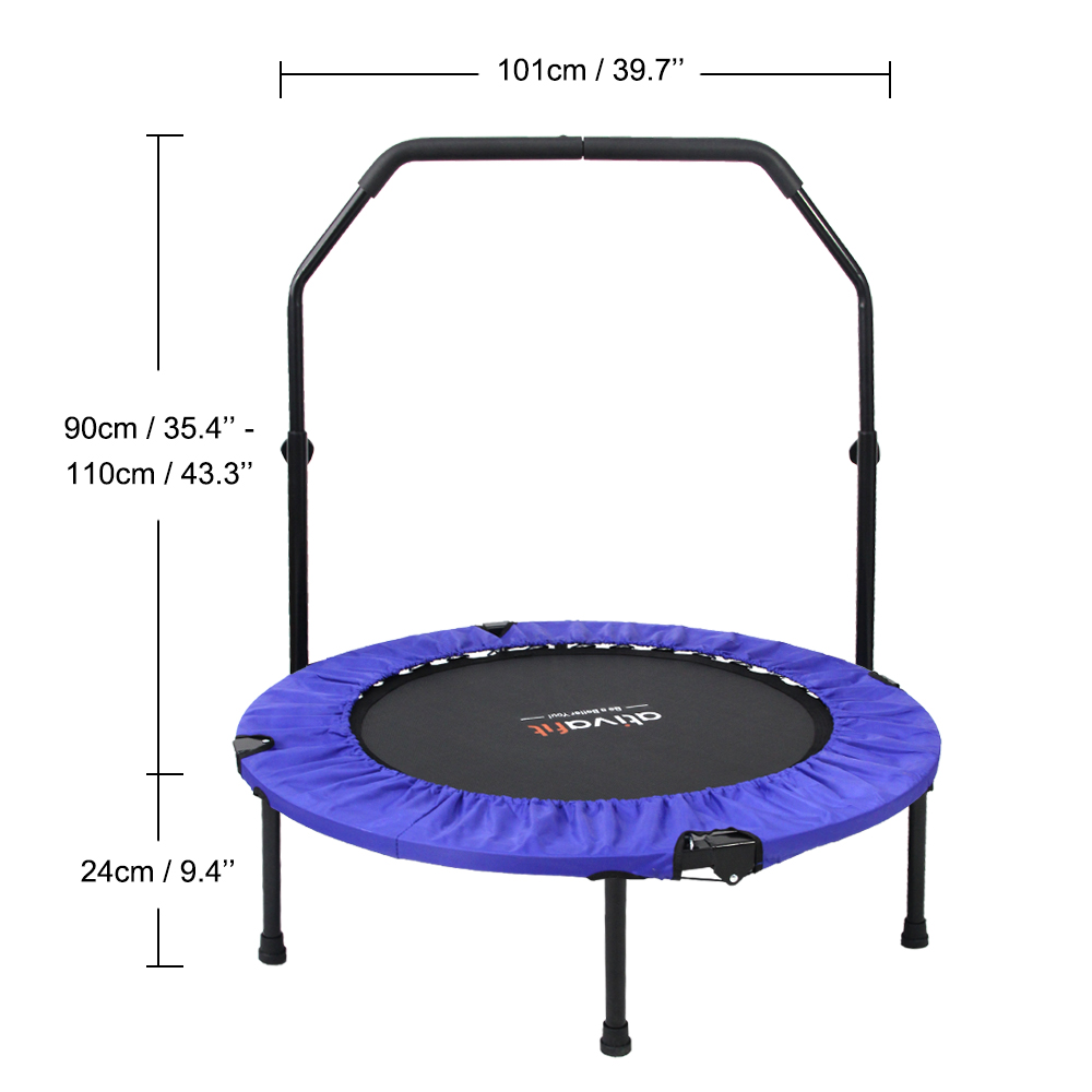 Ativafit 40" fitness trampoline indoor exercise Trampoline with handle gym home cardio workout foldable mini round trampoline