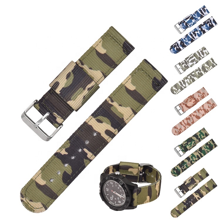 Fashion Trend Lightweight Breathable Quick Release 22mm Camouflage Nylon Watch Straps