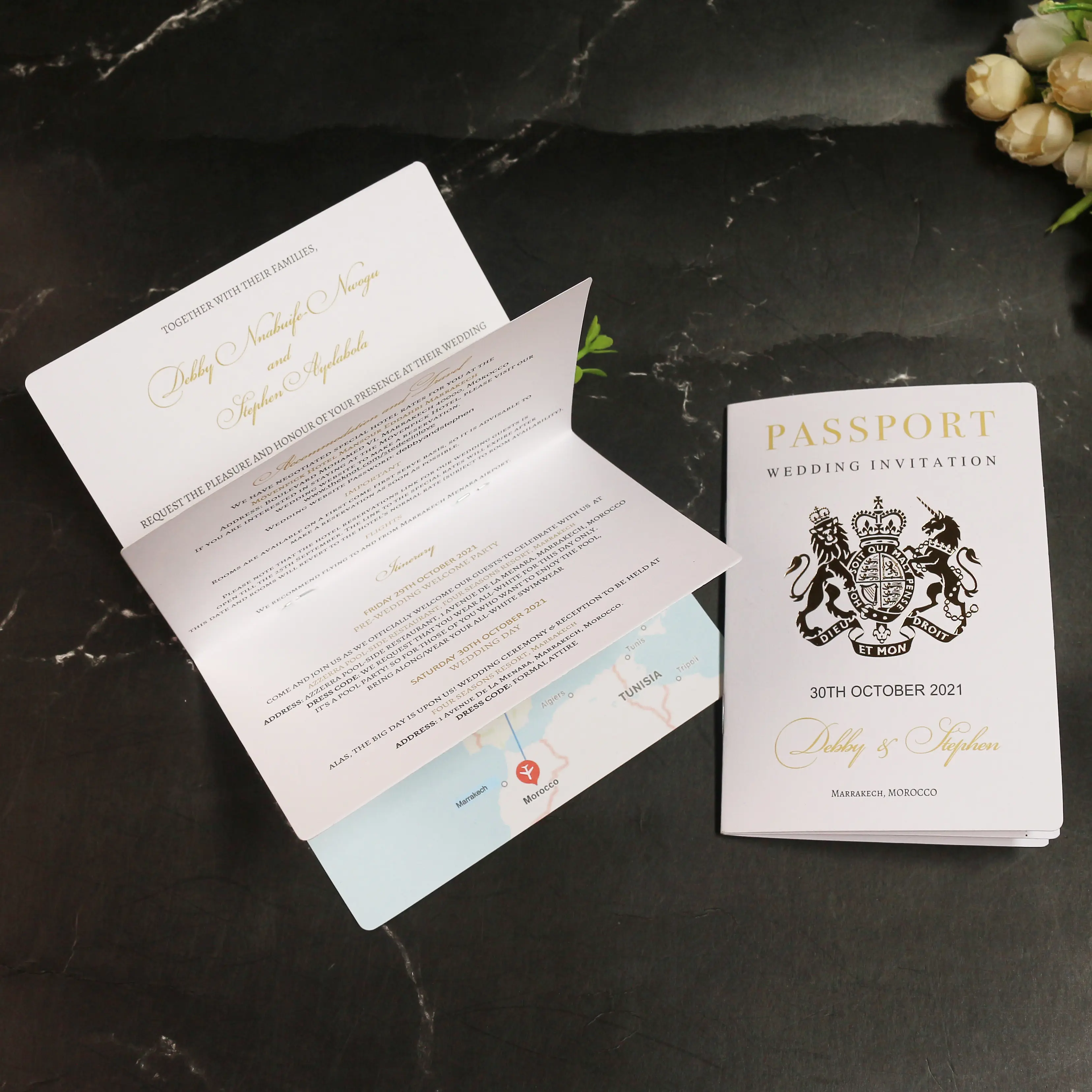 Specail Passport Wedding Invitation Printed With Photos