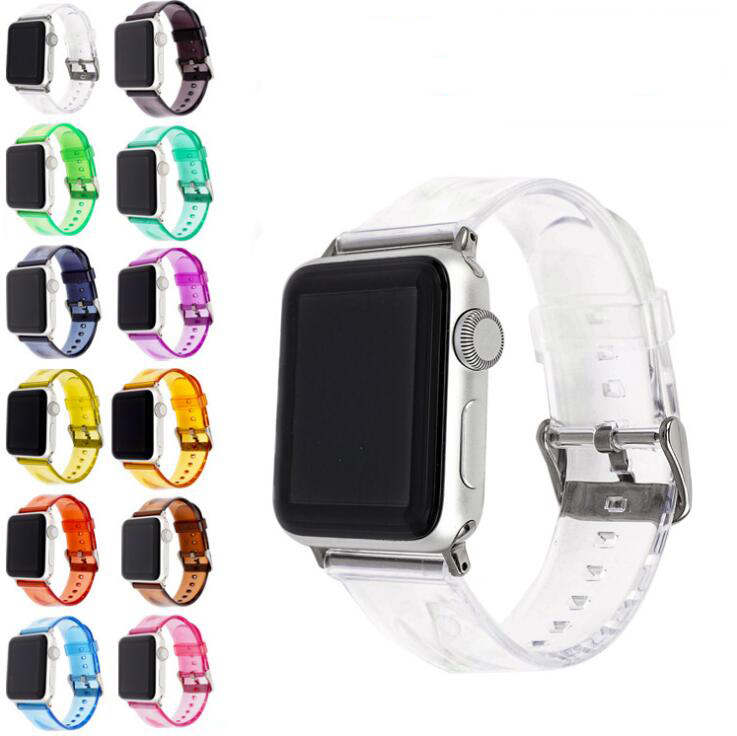 Женский прозрачный ремешок для Apple Watch, прозрачные мягкие спортивные ремешки из ТПУ, Желейный полимерный ремешок для часов