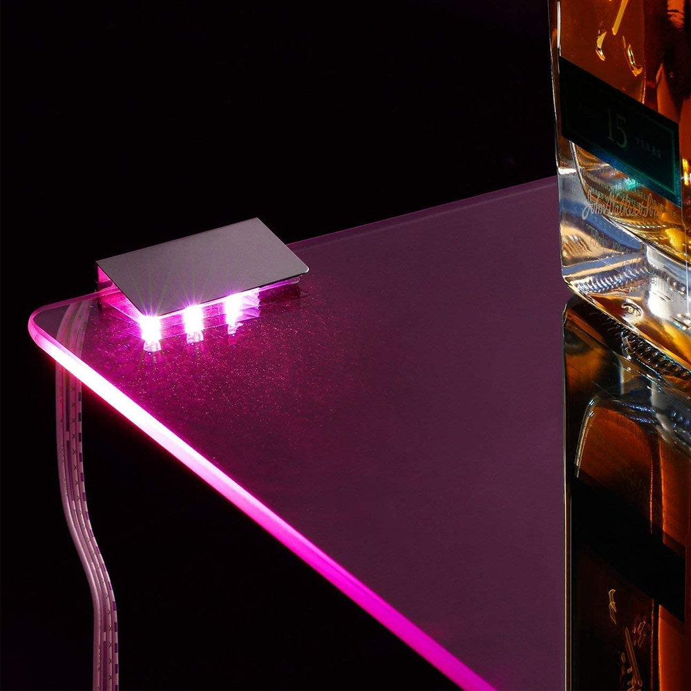 Светодио дный RGB 8/12 лампы стеклянный край полки лампы боковой зажим светильник Светодиодная подсветка под шкаф светильник ing с пультом дистанционного управления и адаптером