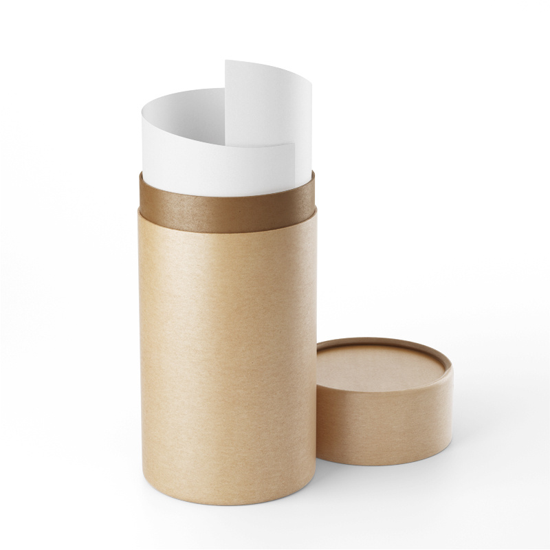 Recycled Round Cylinder Kraft Cardboard Paper Tube Packaging for cosmetics