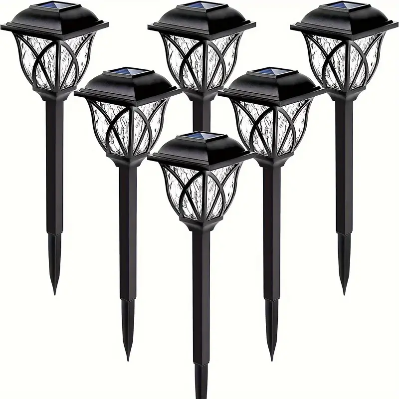6 Pack LED Solar Garden Lights Waterproof Outdoor Warm White Lighting for Patio Landscape Planter Walkway & Garden Decor