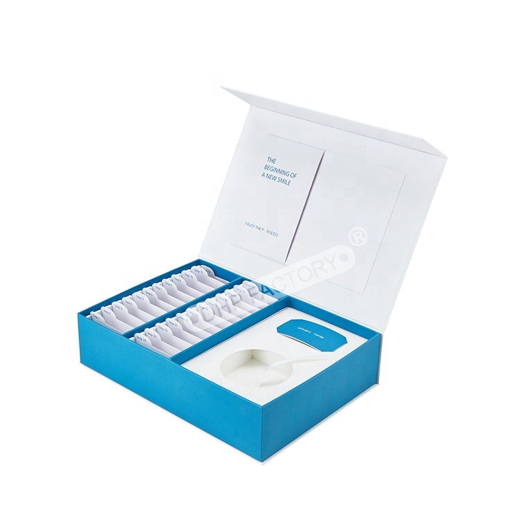 Custom Design Dental Products Invisible Impression Kits Paper Cardboard Magnetic Flap Teeth Aligner Packaging Box