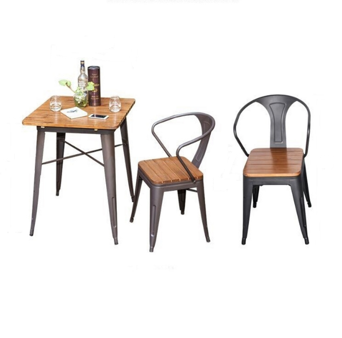 Juegos de mesa y sillas de ресторанте Muebles de metal para ресторанте Juegos de comedor Mesa de centro al aire libre y sillas