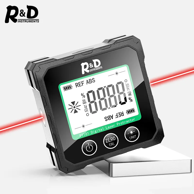 R D PT181 Laser Protractor Angle Measure Inclinometer 3 in 1 Digital  Laser Level Box Type-C Charging Angle meter for home