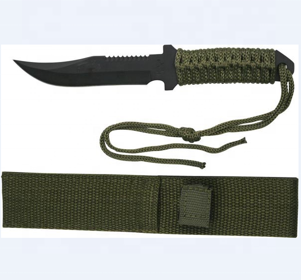 Нож Военный Paracord с черной отделкой, тактический охотничий Универсальный Швейцарский Клинок с лезвием из холодной стали, для выживания, кемпинга