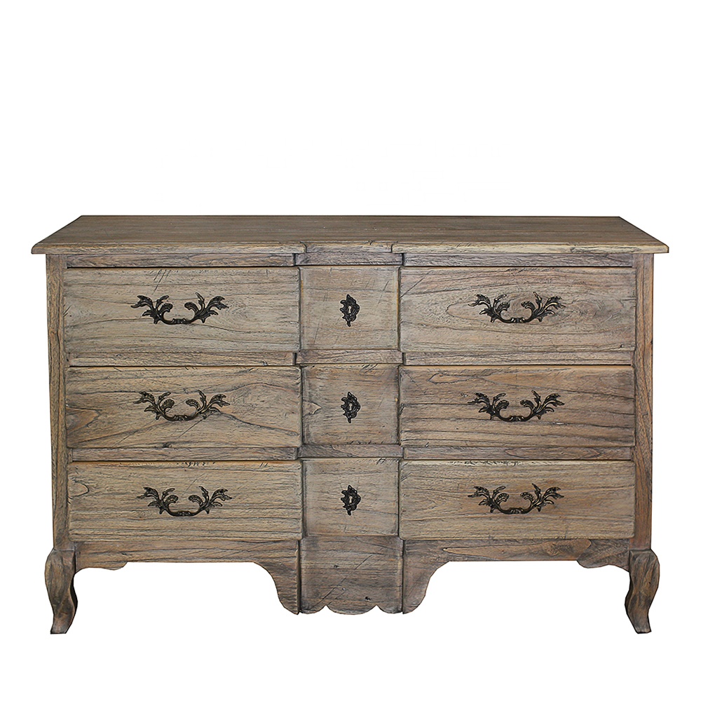 Antique Wood Chest Of 3 Drawers