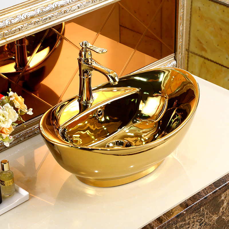 Настраиваемый керамический умывальник Lavabo Salle De Bain, розовое золото, столешница, Золотой Умывальник для ванной комнаты