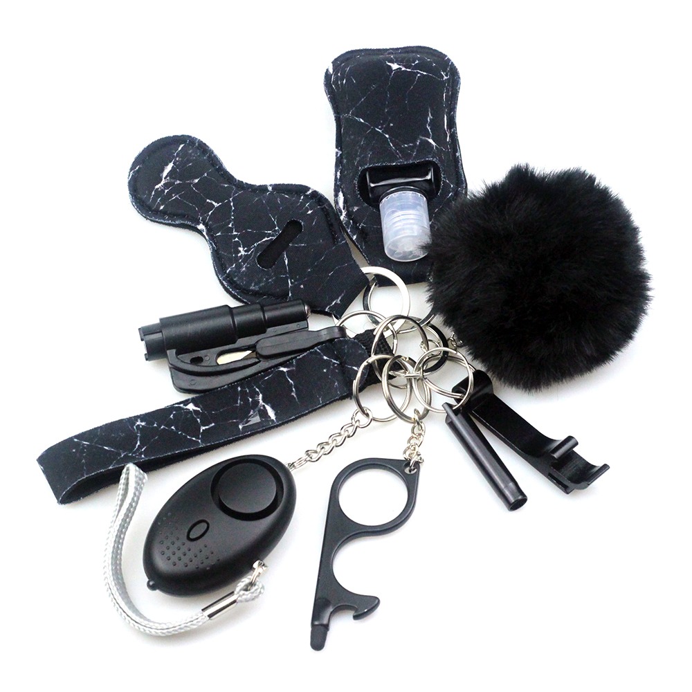 Survival Personal Safety Women Alarm Set Emergency Protection Safety Defense Keychain Set with Windows Breaker Wristlet