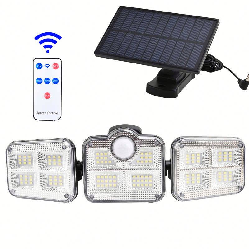 Top sale 2021 177led 3 heads adjustable solar powered led outdoor motion sensor wall lights