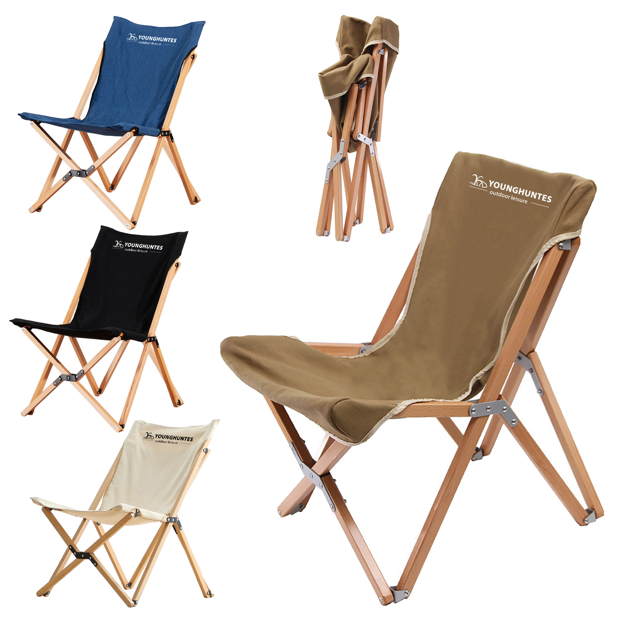 luxury valuable reinforced fabric portable lightweight outdoor camping butterfly style beech wood foldable picnic chair