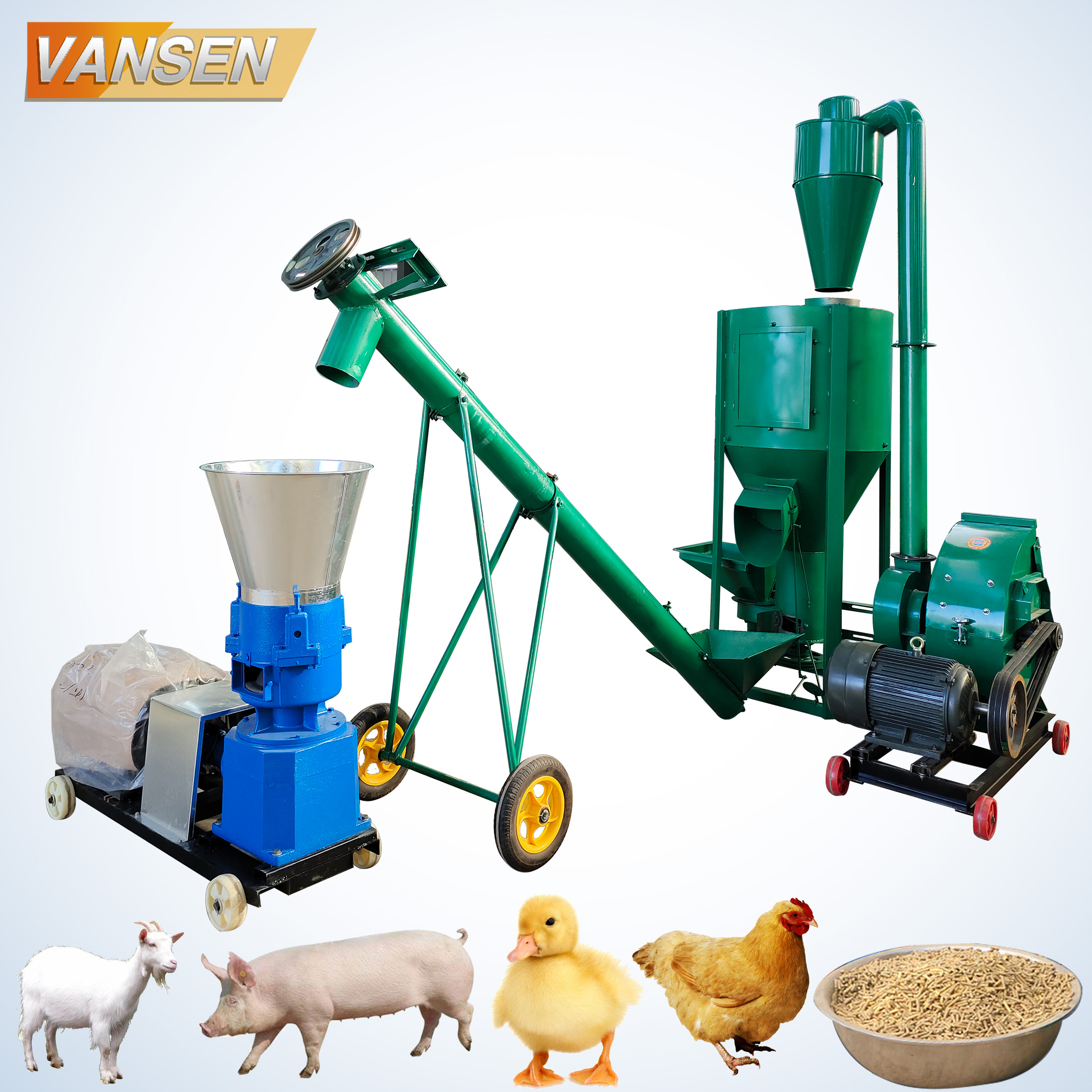Vansen poultry animal cattle chicken duck goose feed pellet making machine feed processing machinery for manufacturing plant