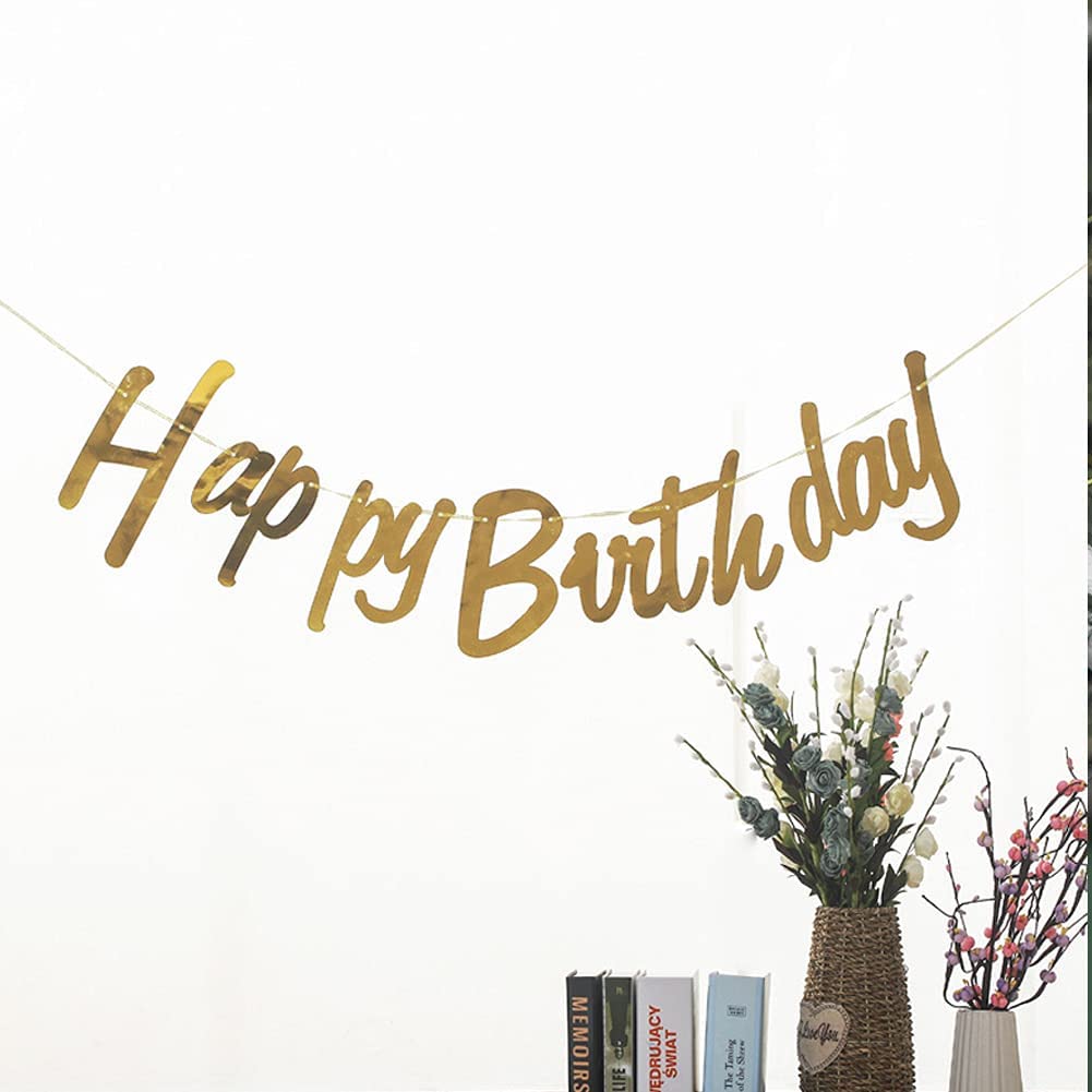 Happy Birthday Banner Gold Rose Gold and Silver-3 Pack Garland for Birthday Baby Shower Party Decorations Supplies